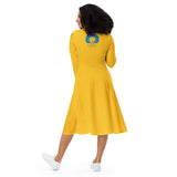 Yellow love yourself long sleeve midi dress