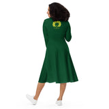 Forest green love yourself long sleeve midi dress