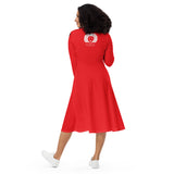 Red love yourself  long sleeve midi dress