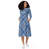 Blue plaid love yourself midi dress
