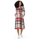 Plaid love yourself long sleeve midi dress