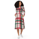 Plaid love yourself long sleeve midi dress