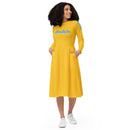 Yellow love yourself long sleeve midi dress