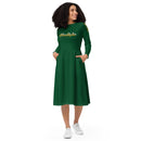 Forest green love yourself long sleeve midi dress