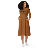 Gold love yourself  long sleeve midi dress