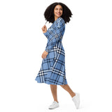 Blue plaid love yourself midi dress
