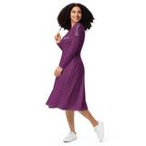 Purple love yourself  long sleeve midi dress
