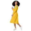Yellow love yourself long sleeve midi dress