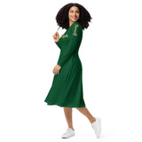 Forest green love yourself long sleeve midi dress