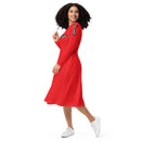 Red love yourself  long sleeve midi dress