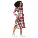 Plaid love yourself long sleeve midi dress