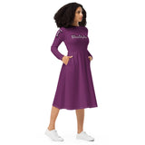 Purple love yourself  long sleeve midi dress
