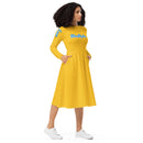 Yellow love yourself long sleeve midi dress