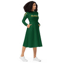 Forest green love yourself long sleeve midi dress