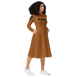 Gold love yourself  long sleeve midi dress
