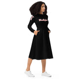 Black love yourself  long sleeve midi dress
