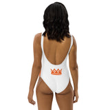 Orange and White One-Piece Swimsuit