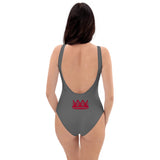 Red and Grey One-Piece Swimsuit