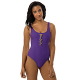 Purple and Gold One-Piece Swimsuit