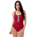 Red and Grey One-Piece Swimsuit
