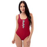 Red and Grey One-Piece Swimsuit