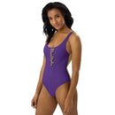 Purple and Gold One-Piece Swimsuit