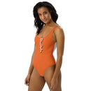 Orange and White One-Piece Swimsuit