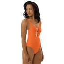 Orange and White One-Piece Swimsuit