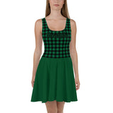 Green plaid casual dress