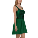 Green plaid casual dress