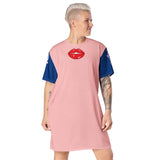 Pink and Blue Lips t-shirt dress