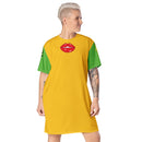 Yellow and Green Lips t-shirt dress