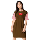 Brown and Pink Lips t-shirt dress
