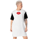 White and Black Lips t-shirt dress