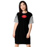 Black and Silver Lips t-shirt dress