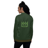 Myrtle Green Leopard Bomber Jacket