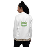 White Leopard Bomber Jacket