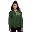 Myrtle Green Leopard Bomber Jacket