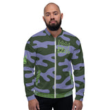 Purple And Black Camouflage  Bomber Jacket