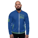 Dark Cerulean Blue Checker Bomber Jacket