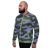 Purple And Black Camouflage  Bomber Jacket