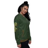 Myrtle Green Leopard Bomber Jacket