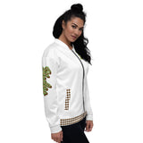 White Leopard Bomber Jacket