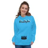 Deep Sky Blue and Black Unisex Hoodie