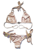 Gold crystal push up Bikini