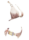 Gold crystal push up Bikini