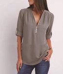 Zipper button sleeve blouse - For you and all
