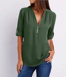 Zipper button sleeve blouse - For you and all
