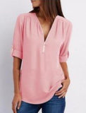 Zipper button sleeve blouse - For you and all