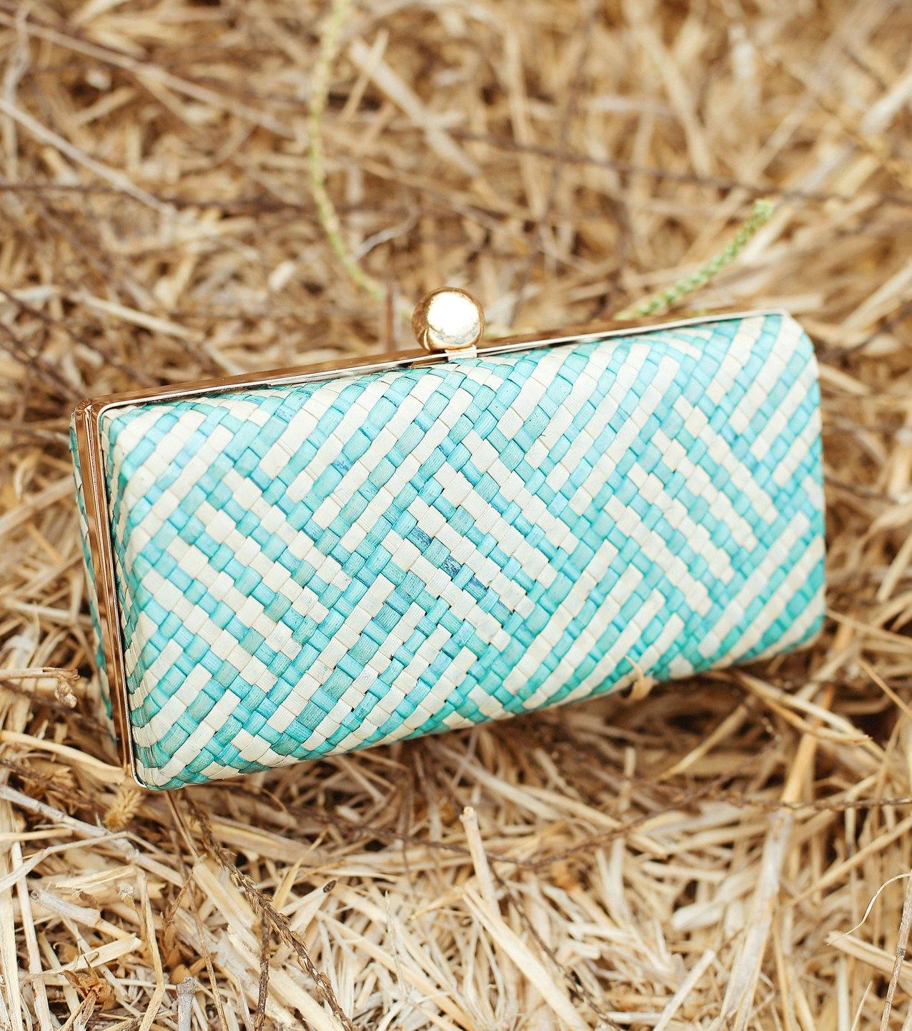 baby blue handwoven straw clutch - For you and all